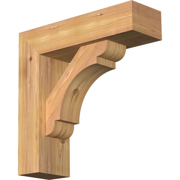 Ekena Millwork Olympic Block Smooth Bracket w/ Offset Brace, Western Red Cedar, 5 1/2"W x 18"D x 18"H BKT0604X18X18OLY05SWR - main